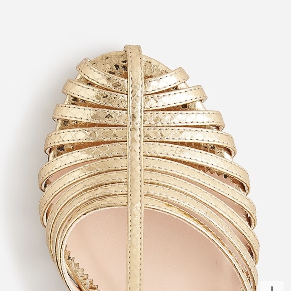 J.Crew Collection Rylie caged-toe heels in snake-embossed Italian leather Size 6 - Picture 2 of 5